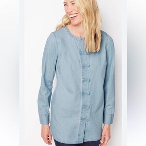 J. Jill Knot Button Tunic Shirt Clarity Wash size Medium